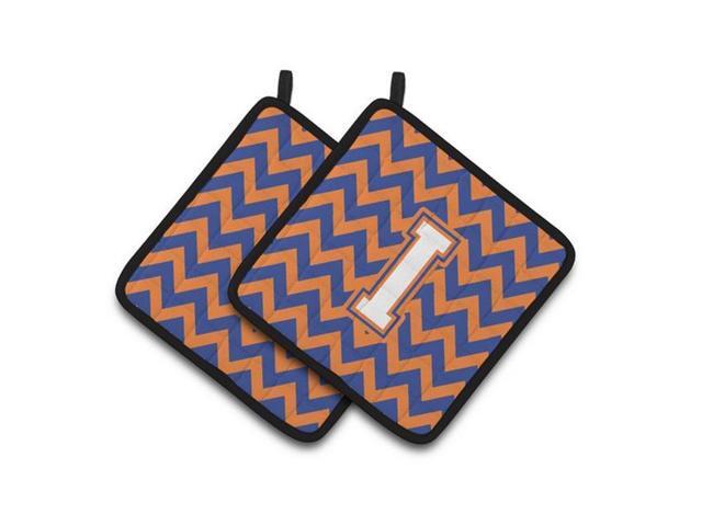 Carolines Treasures CJ1060-IPTHD Letter I Chevron Blue & Orange No 3 Pair of Pot Holders 75 x 3 x 75 in