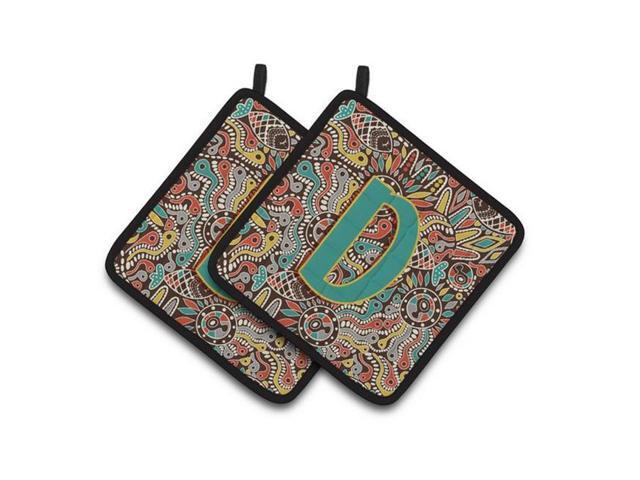 Carolines Treasures CJ2013-DPTHD Letter D Retro Tribal Alphabet Initial Pair of Pot Holders 75 x 3 x 75 in