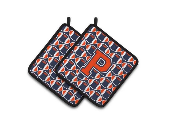Carolines Treasures CJ1066-PPTHD Letter P Football Orange Blue & White Pair of Pot Holders 75 x 3 x 75 in