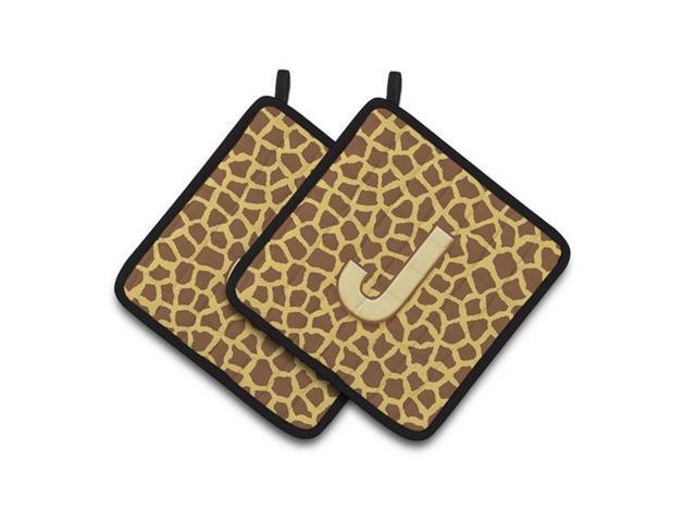 Carolines Treasures CJ1025-JPTHD Monogram Initial J Giraffe Pair of Pot Holders 75 x 3 x 75 in