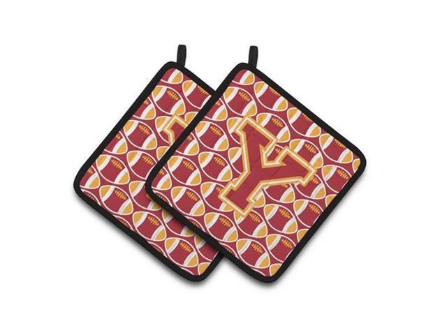 Carolines Treasures CJ1070-YPTHD Letter Y Football Cardinal & Gold Pair of Pot Holders 75 x 3 x 75 in