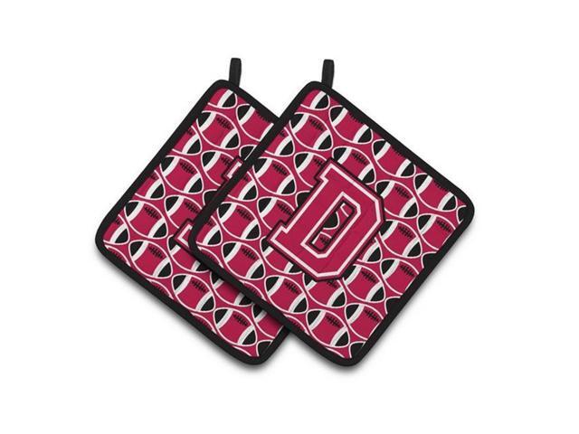 Carolines Treasures CJ1079-DPTHD Letter D Football Crimson & White Pair of Pot Holders 75 x 3 x 75 in