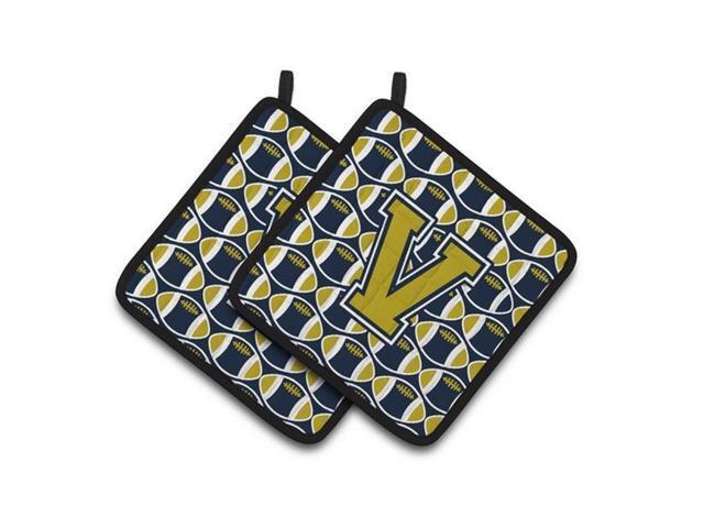 Carolines Treasures CJ1074-VPTHD Letter V Football Blue & Gold Pair of Pot Holders 75 x 3 x 75 in