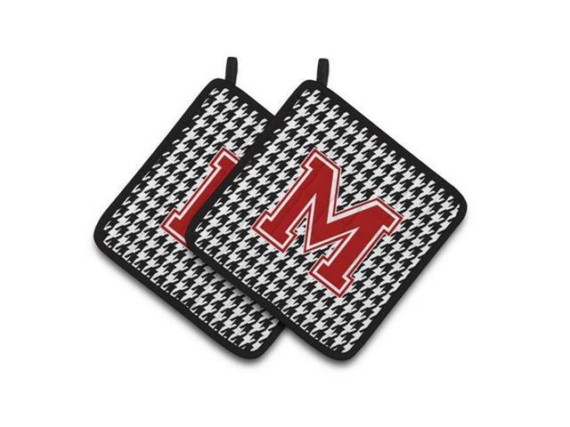 Carolines Treasures CJ1021-MPTHD Letter M Monogram - Houndstooth Black Pair of Pot Holders 75 x 3 x 75 in