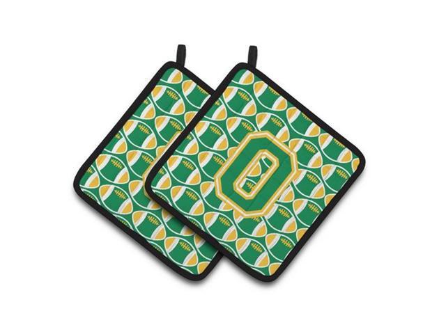 Carolines Treasures CJ1069-OPTHD Letter O Football Green & Gold Pair of Pot Holders 75 x 3 x 75 in