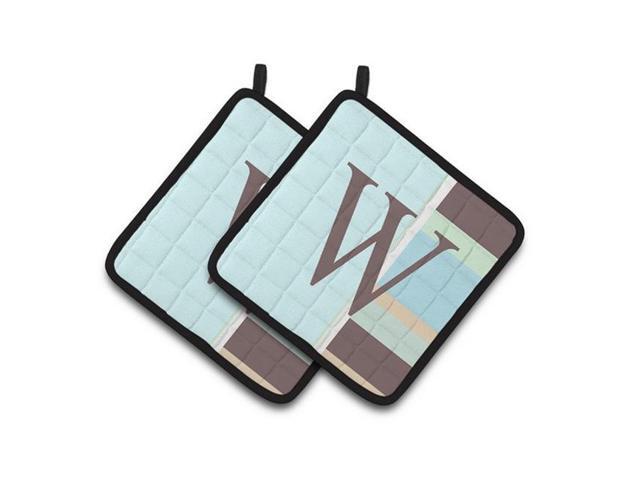 Carolines Treasures CJ1003-WPTHD Letter W Initial Monogram - Blue Stripes Pair of Pot Holders 75 x 3 x 75 in