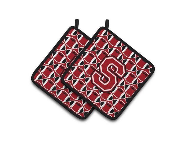 Carolines Treasures CJ1073-SPTHD Letter S Football Red Black & White Pair of Pot Holders 75 x 3 x 75 in