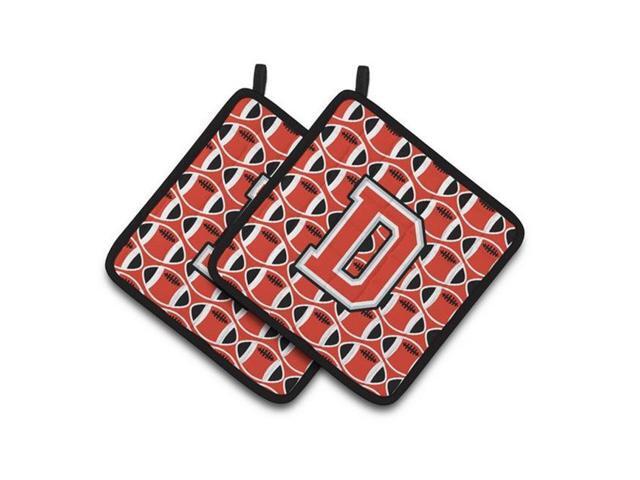 Carolines Treasures CJ1067-DPTHD Letter D Football Scarlet & Grey Pair of Pot Holders 75 x 3 x 75 in