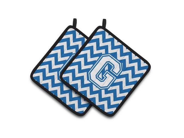 Carolines Treasures CJ1045-GPTHD Letter G Chevron Blue & White Pair of Pot Holders 75 x 3 x 75 in