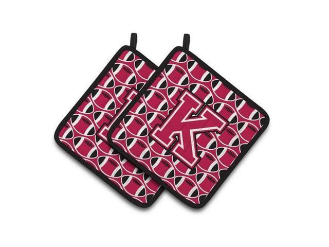 Carolines Treasures CJ1079-KPTHD Letter K Football Crimson & White Pair of Pot Holders 75 x 3 x 75 in