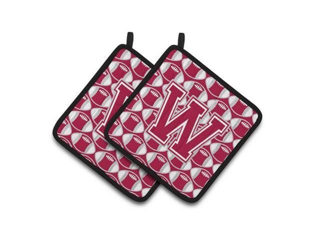 Carolines Treasures CJ1065-WPTHD Letter W Football Crimson Grey & White Pair of Pot Holders 75 x 3 x 75 in