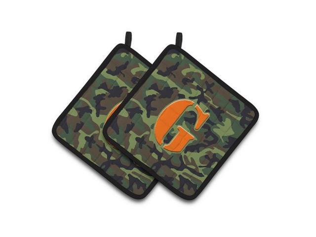 Carolines Treasures CJ1030-GPTHD Letter G Monogram - Camo Green Pair of Pot Holders 75 x 3 x 75 in