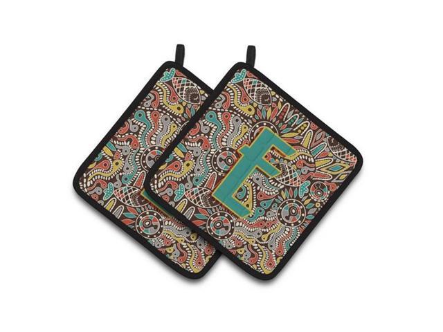 Carolines Treasures CJ2013-EPTHD Letter E Retro Tribal Alphabet Initial Pair of Pot Holders 75 x 3 x 75 in