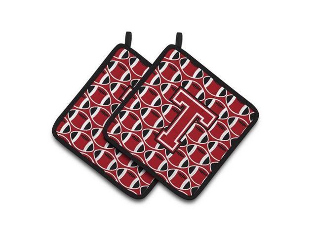 Carolines Treasures CJ1073-TPTHD Letter T Football Red Black & White Pair of Pot Holders 75 x 3 x 75 in
