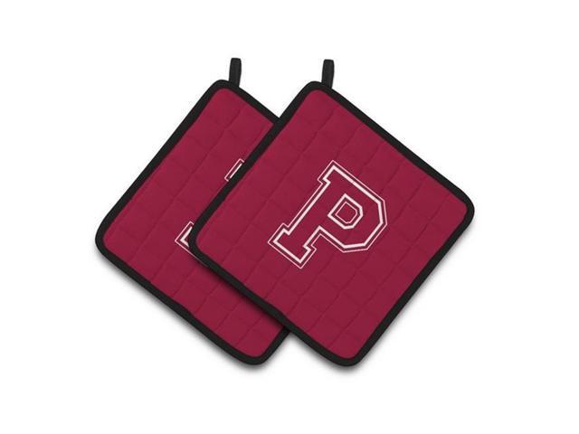 Carolines Treasures CJ1032-PPTHD Monogram Initial P Maroon & White Pair of Pot Holders 75 x 3 x 75 in