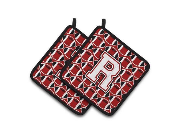 Carolines Treasures CJ1082-RPTHD Letter R Football Cardinal & White Pair of Pot Holders 75 x 3 x 75 in
