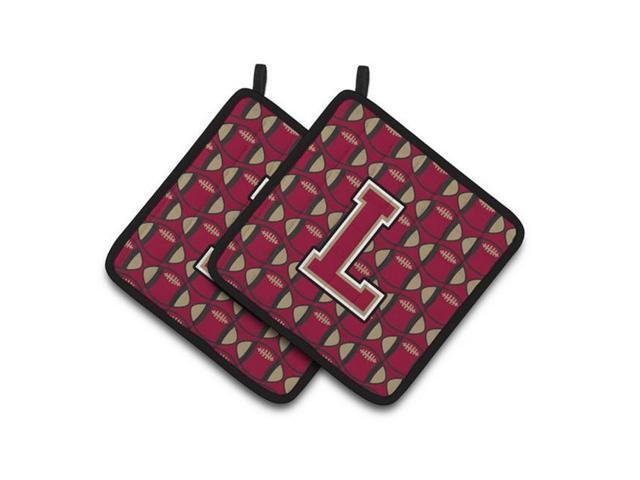 Carolines Treasures CJ1078-LPTHD Letter L Football Garnet & Gold Pair of Pot Holders 75 x 3 x 75 in