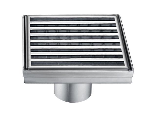 ALFI brand ABSD55D 5 x 5 in Square Stainless Steel Shower Drain with Groove Lines