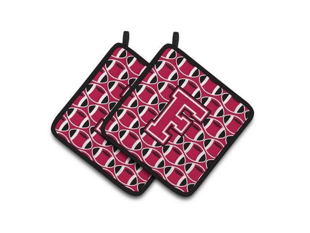 Carolines Treasures CJ1079-FPTHD Letter F Football Crimson & White Pair of Pot Holders 75 x 3 x 75 in