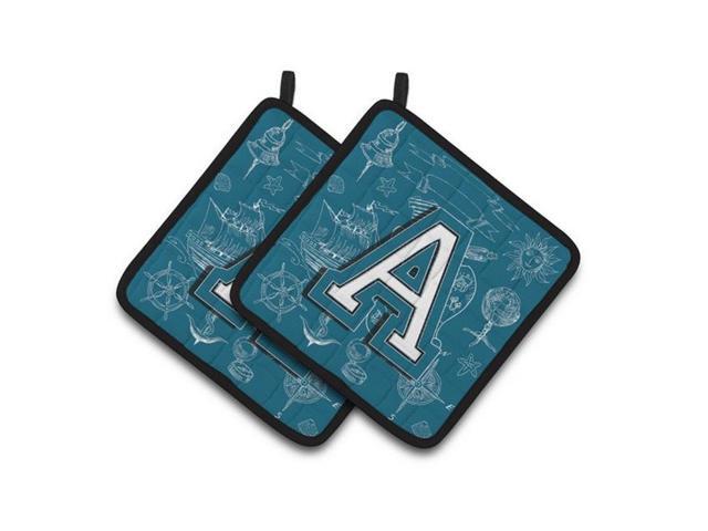 Carolines Treasures CJ2014-APTHD Letter A Sea Doodles Initial Alphabet Pair of Pot Holders 75 x 3 x 75 in