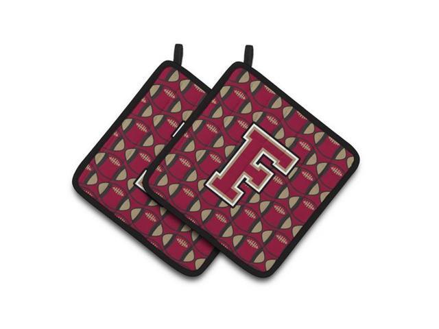 Carolines Treasures CJ1078-FPTHD Letter F Football Garnet & Gold Pair of Pot Holders 75 x 3 x 75 in