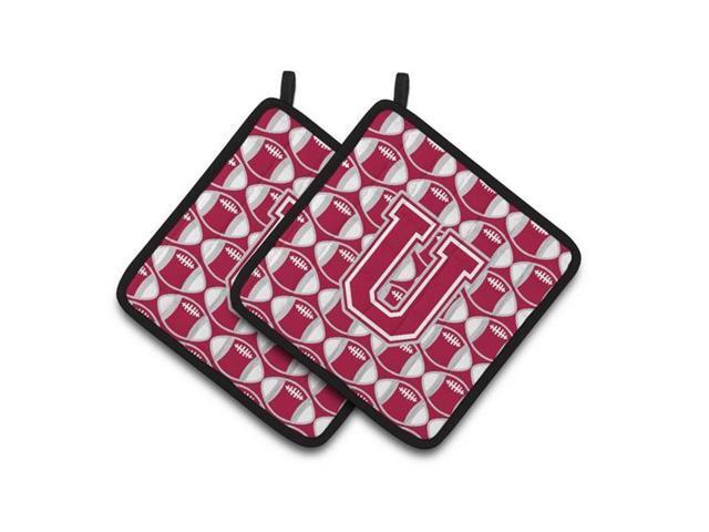 Carolines Treasures CJ1065-UPTHD Letter U Football Crimson Grey & White Pair of Pot Holders 75 x 3 x 75 in