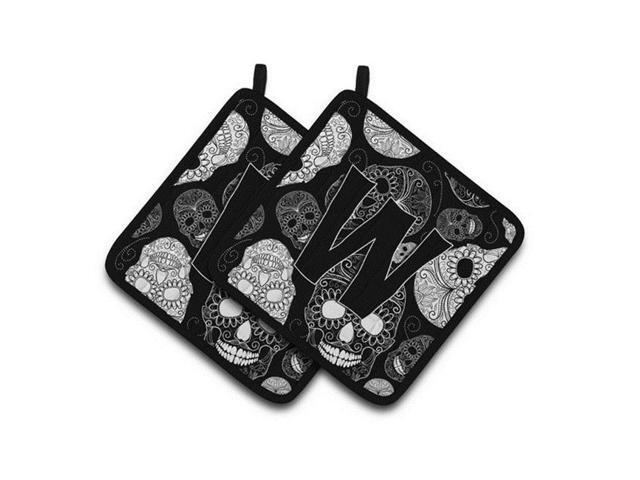 Carolines Treasures CJ2008-WPTHD Letter W Day of the Dead Skulls Black Pair of Pot Holders 75 x 3 x 75 in