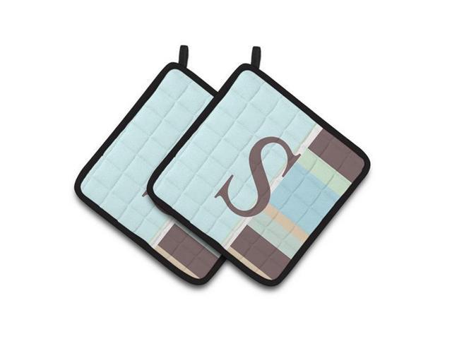 Carolines Treasures CJ1003-SPTHD Letter S Initial Monogram - Blue Stripes Pair of Pot Holders 75 x 3 x 75 in