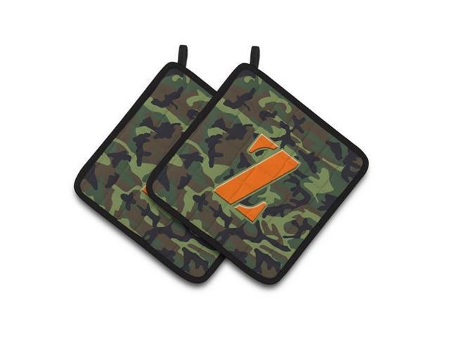 Carolines Treasures CJ1030-ZPTHD Letter Z Monogram - Camo Green Pair of Pot Holders 75 x 3 x 75 in