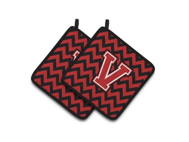 Carolines Treasures CJ1047-VPTHD Letter V Chevron Black & Red Pair of Pot Holders 75 x 3 x 75 in