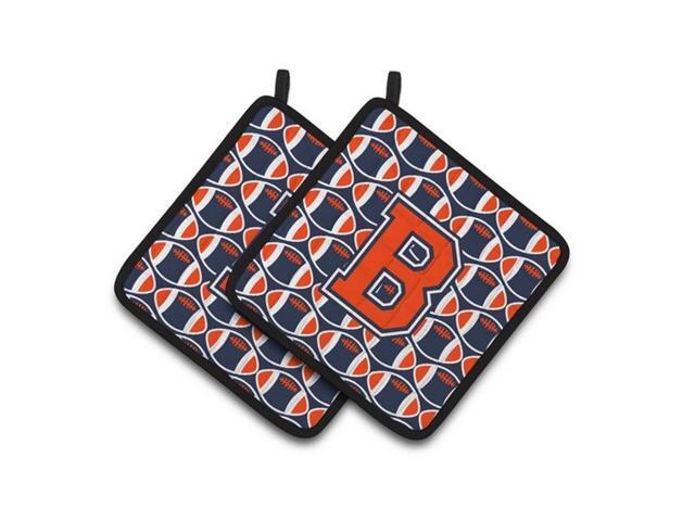 Carolines Treasures CJ1066-BPTHD Letter B Football Orange Blue & White Pair of Pot Holders 75 x 3 x 75 in