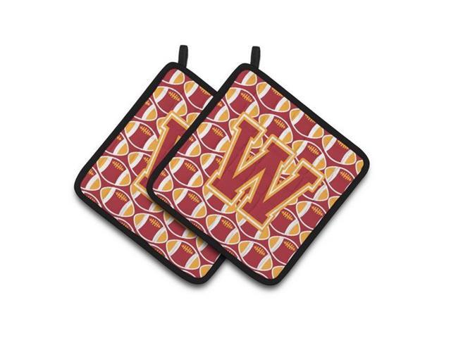 Carolines Treasures CJ1070-WPTHD Letter W Football Cardinal & Gold Pair of Pot Holders 75 x 3 x 75 in
