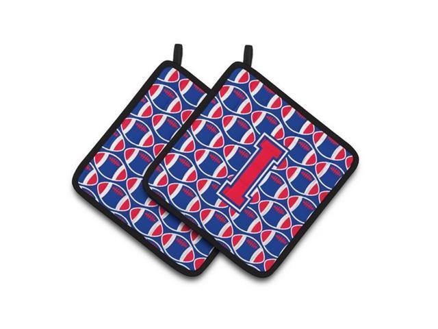Carolines Treasures CJ1076-IPTHD Letter I Football Harvard Crimson & Yale Blue Pair of Pot Holders 75 x 3 x 75 in