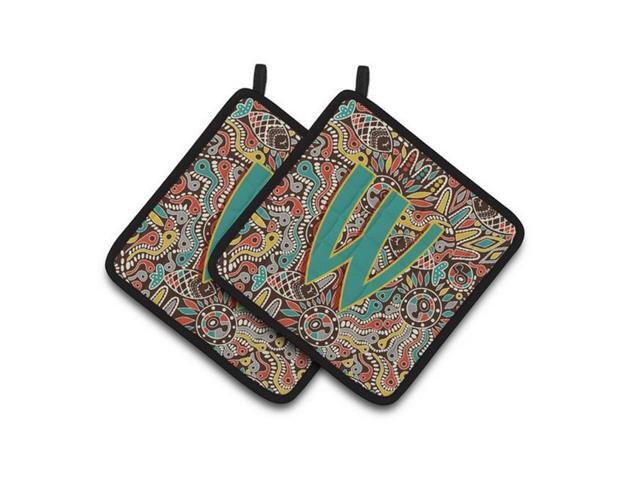 Carolines Treasures CJ2013-WPTHD Letter W Retro Tribal Alphabet Initial Pair of Pot Holders 75 x 3 x 75 in