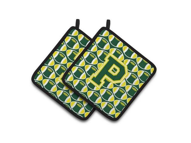 Carolines Treasures CJ1075-PPTHD Letter P Football Green & Yellow Pair of Pot Holders 75 x 3 x 75 in