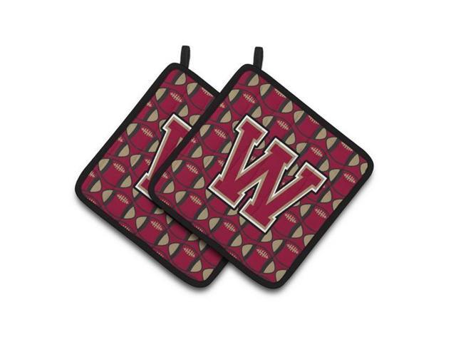 Carolines Treasures CJ1078-WPTHD Letter W Football Garnet & Gold Pair of Pot Holders 75 x 3 x 75 in