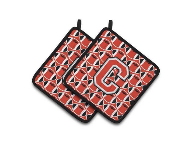 Carolines Treasures CJ1067-CPTHD Letter C Football Scarlet & Grey Pair of Pot Holders 75 x 3 x 75 in