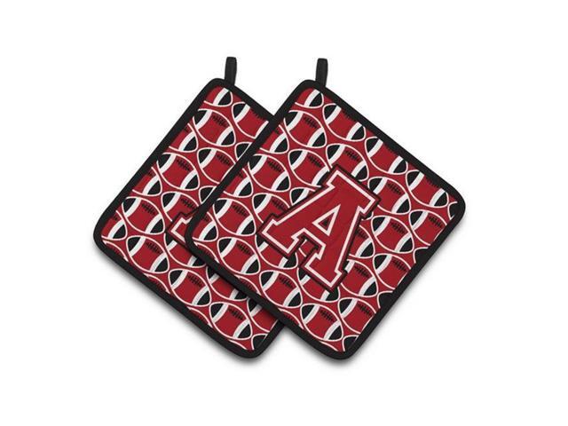 Carolines Treasures CJ1073-APTHD Letter A Football Red Black & White Pair of Pot Holders 75 x 3 x 75 in