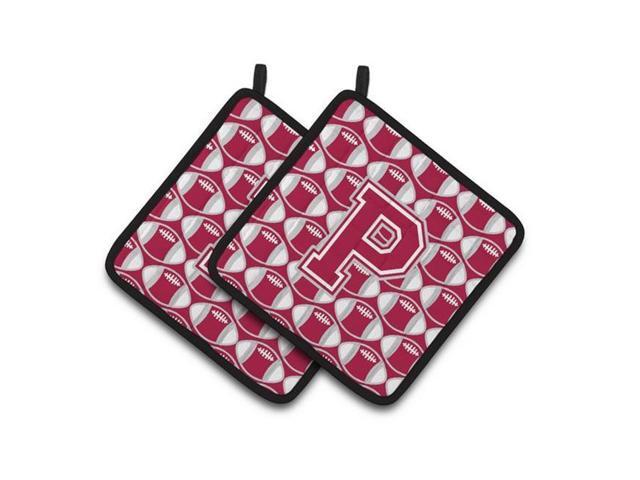 Carolines Treasures CJ1065-PPTHD Letter P Football Crimson Grey & White Pair of Pot Holders 75 x 3 x 75 in