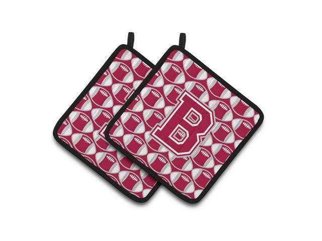 Carolines Treasures CJ1065-BPTHD Letter B Football Crimson Grey & White Pair of Pot Holders 75 x 3 x 75 in