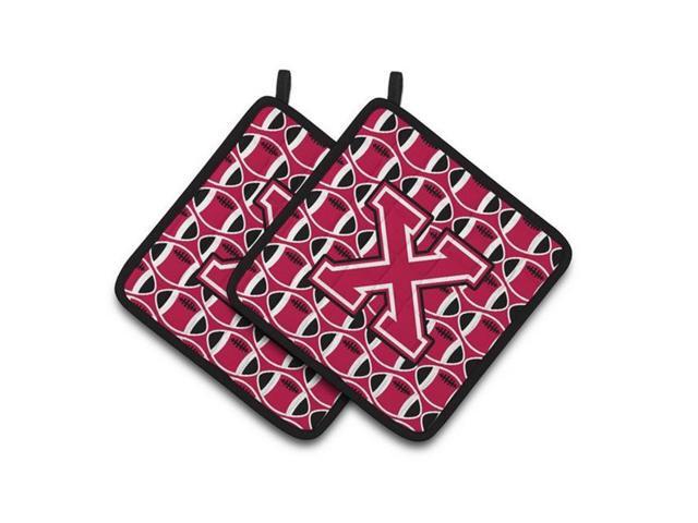 Carolines Treasures CJ1079-XPTHD Letter X Football Crimson & White Pair of Pot Holders 75 x 3 x 75 in