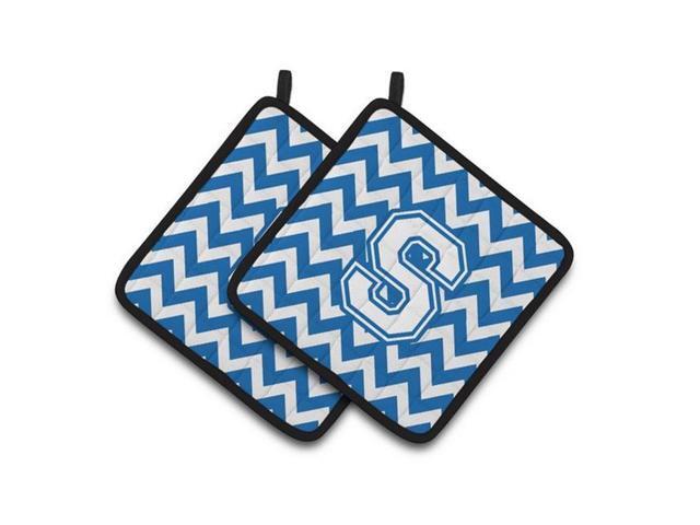 Carolines Treasures CJ1045-SPTHD Letter S Chevron Blue & White Pair of Pot Holders 75 x 3 x 75 in