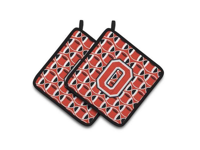 Carolines Treasures CJ1067-OPTHD Letter O Football Scarlet & Grey Pair of Pot Holders 75 x 3 x 75 in