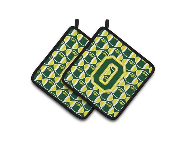 Carolines Treasures CJ1075-OPTHD Letter O Football Green & Yellow Pair of Pot Holders 75 x 3 x 75 in