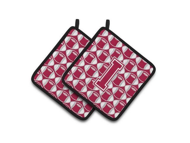 Carolines Treasures CJ1065-IPTHD Letter I Football Crimson Grey & White Pair of Pot Holders 75 x 3 x 75 in