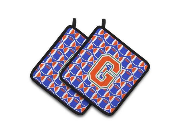Carolines Treasures CJ1083-GPTHD Letter G Football Green Blue & Orange Pair of Pot Holders 75 x 3 x 75 in