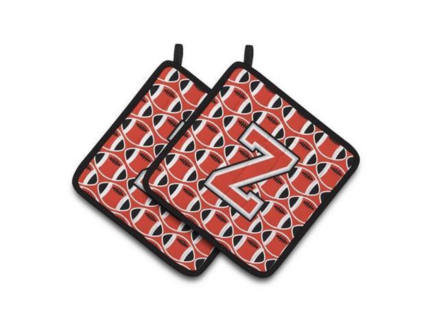 Carolines Treasures CJ1067-ZPTHD Letter Z Football Scarlet & Grey Pair of Pot Holders 75 x 3 x 75 in