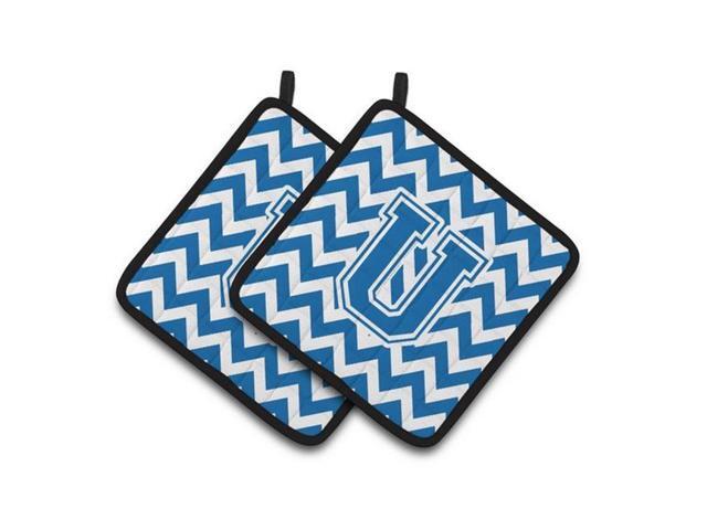 Carolines Treasures CJ1056-UPTHD Letter U Chevron Blue & White Pair of Pot Holders 75 x 3 x 75 in