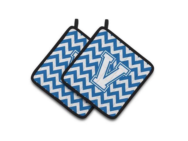 Carolines Treasures CJ1045-VPTHD Letter V Chevron Blue & White Pair of Pot Holders 75 x 3 x 75 in
