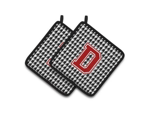 Carolines Treasures CJ1021-DPTHD Letter D Monogram - Houndstooth Black Pair of Pot Holders 75 x 3 x 75 in